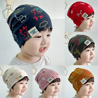 Kids Boy Girls Cotton Beanie Hat Spring Autumn Winter Warm Soft Skullcap Outdoor • £4.99