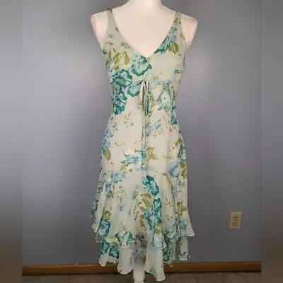 Vintage 100% Silk Fairy Blue And Green Dress • $50
