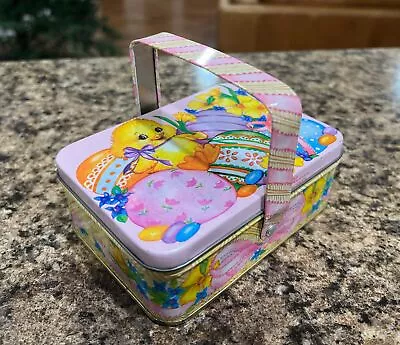 Vintage GIFTCO Easter Chick & Eggs Tin W/ Handle Hong Kong • $12