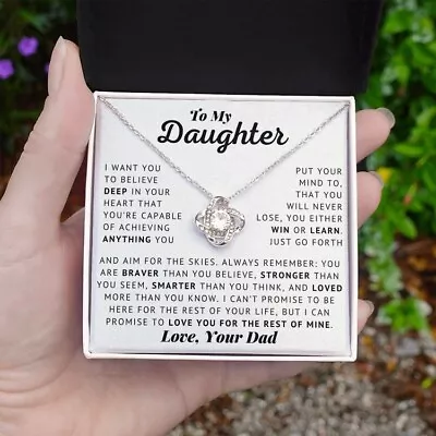 Necklace From Dad To My Daughter-Aim For The Skies-Love Dad-Love Knot Necklace • $17.99
