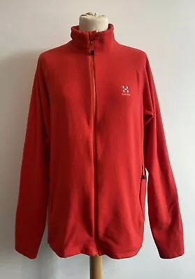 Mens Haglofs Red Astro Fleece Size Medium Full Zip Jacket Outdoors Hiking • £22.99