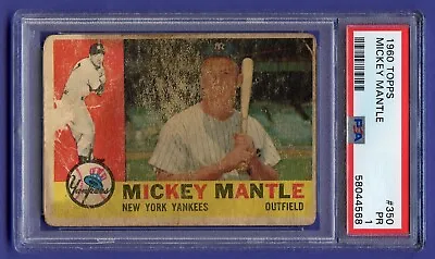 $223.95 • Buy 1960 Mickey Mantle Topps Psa 1 Pr New York Yankees Hof Rough Mantle (#350) Rzc