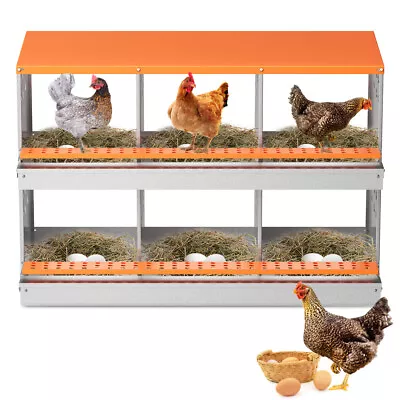 6 Holes Chicken Nesting Box For Laying Eggs Metal Nesting Boxes Chickens Coop • $133.94