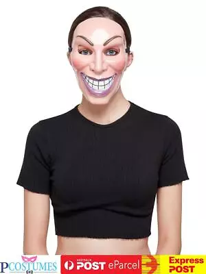 Female Smiler Mask Adult Halloween The Purge Costume Scary Fancy Dress Up • $21