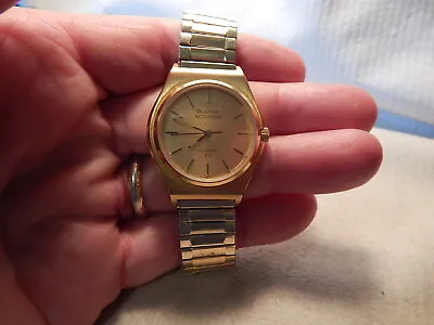 Estate Vtg 1980s Bulova Accutron Quartz Japan Goldtone Wristwatch  Needs Battery • £43.35