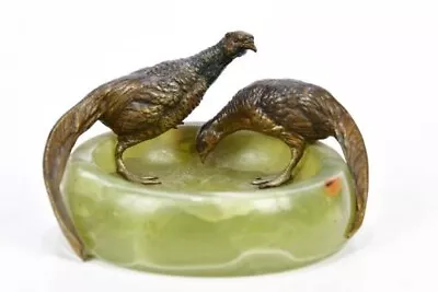 Bergman Austrian Cold Painted Bronze And Onyx Dish Modelled With Two Pheasants • £195