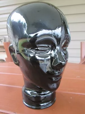 Vintage Black Glass Mannequin Head Life Size • $24.99