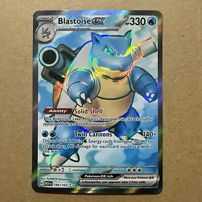 Pokemon TCG  151 Scarlet &Violet Blastoise EX Full Art 184/165 Ultra Rare NM • $19.05