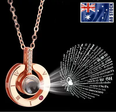 100 I Love You Necklace Rose Gold GP Roman Numerals Pendant Memory Of Love Gift • $12.99