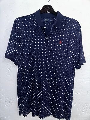 Polo Ralph Lauren Shirt Mens LargeBlue Polka Dot Geometric Classic Fit Blue Pony • $25