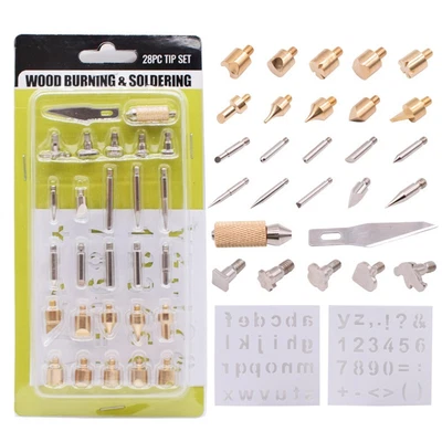 $13.09 • Buy 28Pcs Wood Burning Kit/Soldering Iron Carving Tip Pyrography Woodworking/Carving