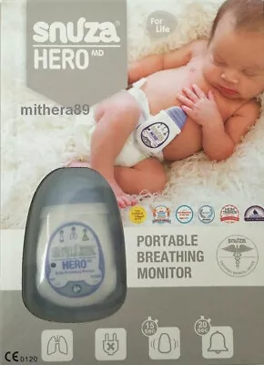 SNUZA HERO Baby Movement Monitor CORDLESS PORTABLE Breathing Sensor Nappy Alarm • £39.95