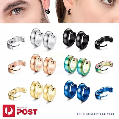 $4.99 • Buy 1-4Pairs Huggie Earring Hoops Piercing Ear Studs Rings Helix Surgical Steel 