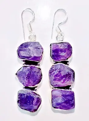 Natural Amethyst Gemstone 925 Sterling Silver Handmade Jewelry Earrings 2.10  • $12.79