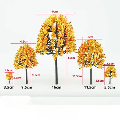 10PC Yellow Autumn Trees Miniatures HO/OO Scale Garden Plant Street Scene Model • $5.99