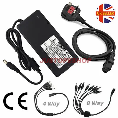 £4.95 • Buy 12V 5A CCTV Power Supply Adapter 4/8 Way Splitter Cable Recorder/Camera CE UK