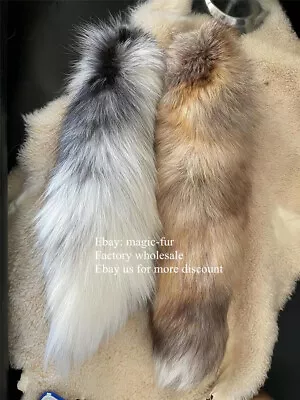 50cm 20  Extra Large Natural Real Fox Fur Tail Bag Charm Keychain Cosplay • $12