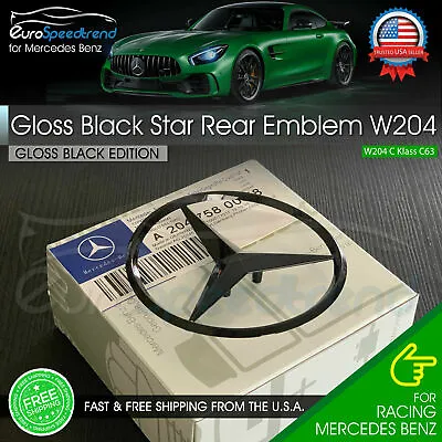Gloss Black Star Trunk Emblem For Rear Lid Logo Badge W204 C Class Mercedes AMG • $24.99