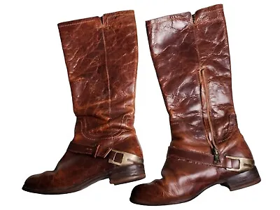 UGG Boots Womens  6  Brown Channing Tall Leather Riding Buckle Zip Up • $34