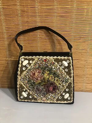 Vintage Mid Century Caron MCM Handmade Beaded Embroidered Jeweled Bag Purse 10” • $29