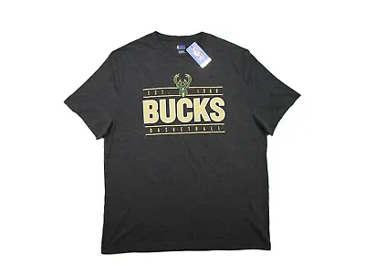 Fanatics NBA Milwaukee Bucks Basketball T-shirt. Gray Activewear Team Apparel • $23