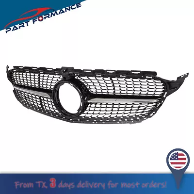 Front Grill Diamond Grille Black W/camera Fit Mercedes Benz W205 C-CLASS 2019-21 • $76.48