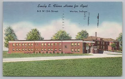 State View~Marion Indiana~Emily E Flinn Home For Aged~Linen Postcard • $1.40