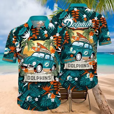 SALE !Tropical Pattern NFL Miami Dolphins Hawaiian Shirt Adult & Kid Size • $25