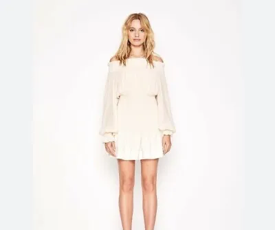 ALICE McCALL Size 4 Creme Long Sleeve Shirred  The Best  Dress BNWT Rrp $390 • $250