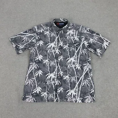 Reel Legends Shirt Mens Large Gray Floral Bamboo Vented Short Sleeve Button Up • $15.57