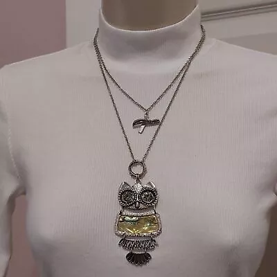 Cookie Lee Abalone Shell Owl Necklace • $24