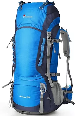 MOUNTAINTOP 80L Internal Frame Hiking Backpack For Man & Women 80L Sky Blue • $99.98