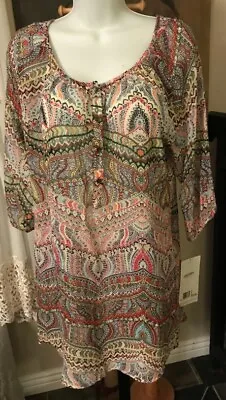 $45 • Buy Jockey Person To Person Swim Coverup Tunic Mosaic Blouse Med NWT