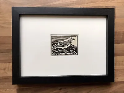 £17 • Buy ‘Skylark’- Framed Woodcut Bird By Raphael Nelson, Dated 1940s