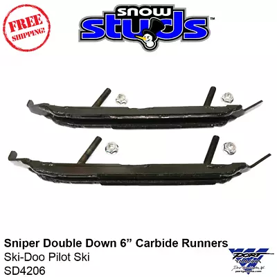 SnowStuds Sniper Double Down 6  Carbide Runners Ski-Doo Pilot Ski - SD4206 • $144.45