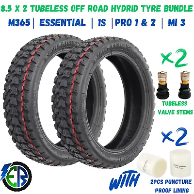 Xiaomi 8.5 Tyres X 2 Off Road  Hybrid Tubeless M365 Pro 1 2 1S Scooter BUNDLE UK • £22.45