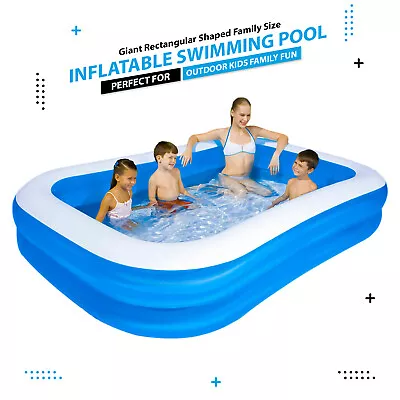 Giant Rectangular Paddling Pool Family Summer Inflatable Outdoor Kids Family Fun • £22.85