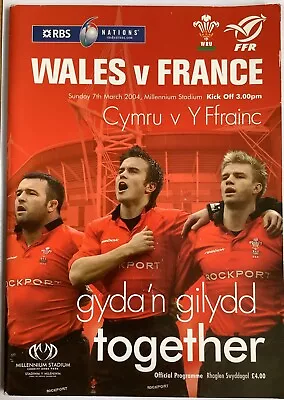 2004 WALES V FRANCE Programme - France GRAND SLAM CHAMPIONS • £1.25