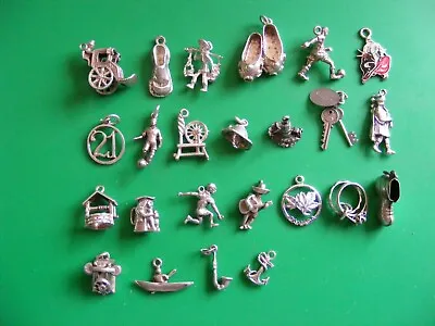 L) Vintage Sterling Silver Charms Charm Shoe Slippers Taby Jug Boot Rings Anchor • £9.99