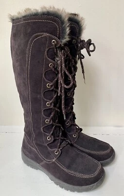 £36.35 • Buy Women's Spring Step Hawkins Dark Brown Suede Tall Boots Side Zip 37 EU  6.5 US
