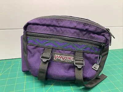 Vintage Jansport Hiking Fanny Pack Waist Water Bottle Holders Purple Aztec Black • $8.95