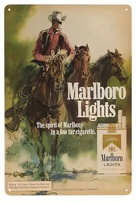 Marlboro Lights Cowboy Horse Aluminum Sign 8 X12  • $10.97