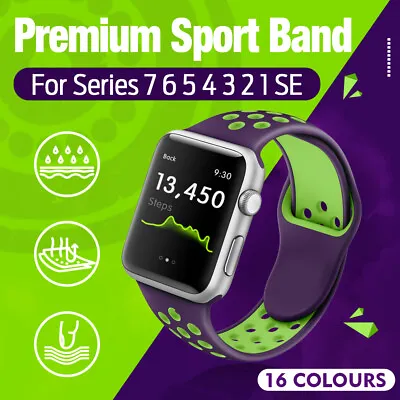 $5.25 • Buy For Apple Watch IWatch Series Band 7 SE 6 5 4 3 2 Sports Silicone Bracelet Strap