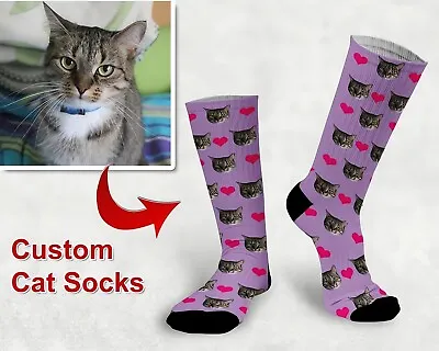 Custom Face Socks With Picture Personalized Dog Cat Crew Sock Pet Lover Gifts  • $13.98