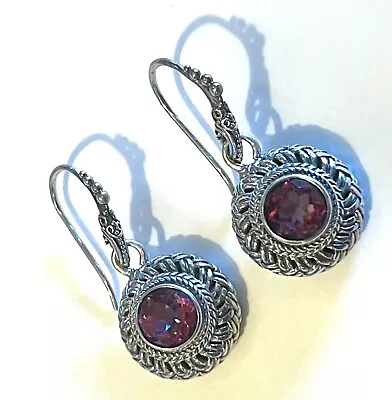 SARDA 925 Sterling Silver Lab Created Pink Mystic Topaz Dangle Earrings 11.0g • $27