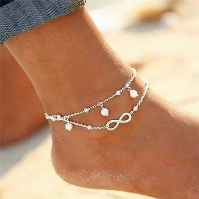 Women Ankle Bracelet 925 Sterling Silver Anklet Foot Chain Boho Beach Jewelry UK • £3.29