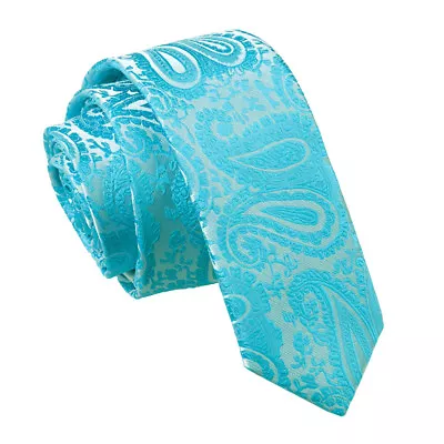 Mens Skinny Tie Woven Floral Paisley Formal Casual Wedding Necktie By DQT • £7.99