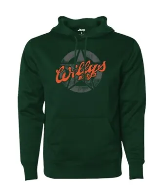 New Jeep Willys Star Hoodie Cotton Blend Forest Green 2XLarge New • $41.96