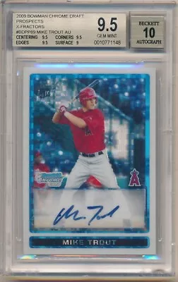 Mike Trout 2009 Bowman Chrome Rc Xfractor Autograph Sp Auto #/225 Bgs 9.5 Gem 10 • $6150