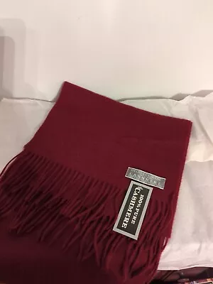 Geoffrey Beene Men's Cranberry 100% Cashmere Fringe End Scarf New Read • $24.99